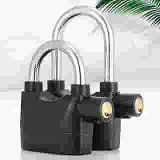 Cadeado de Segurança com Alarme Sonoro, 110dB, À Prova D'água, Ideal para Motos, Bicicletas e Portões (Longo)