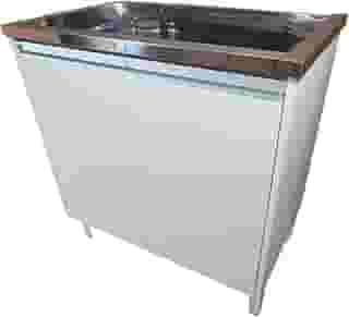 Tanque De Lavar Roupa Inox 47 Plus Gabinete 2 Portas Montado