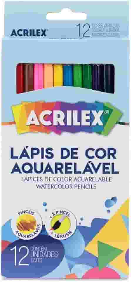 Lápis de Cor, Acrilex, Aquarelável, 12 Cores