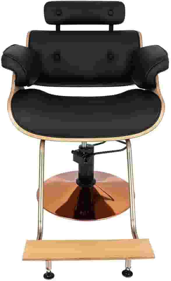 Cadeira Hidráulica Salão Barbeiro Pelegrin Pel-008a Madeira Couro Pu Preto