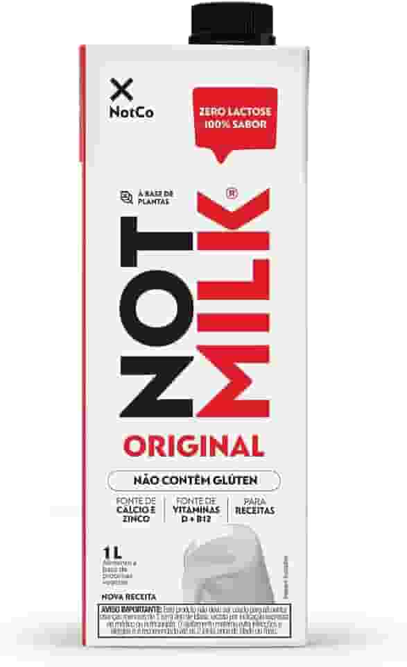 Bebida Vegetal NotCo NotMilk Original 1L, Feito com Ingredientes 100% Vegetais, Sabor Leite Integral, Sem Lactose, Sem Glúten, Ideal para Receitas, Plant-Based, Vegano, Vegetariano.