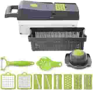 Cortador e Fatiador Mandolin Multifuncional 13 em 1 Kit com Lâminas de Aço Inox para Fatiar Frutas Legumes Verduras