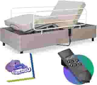 Cama Hospitalar Elétrica Zeus Idoso Pós-Cirúrgico + Colchão Hospitalar Original com Capa + Par de Grades Pilati (Bege)