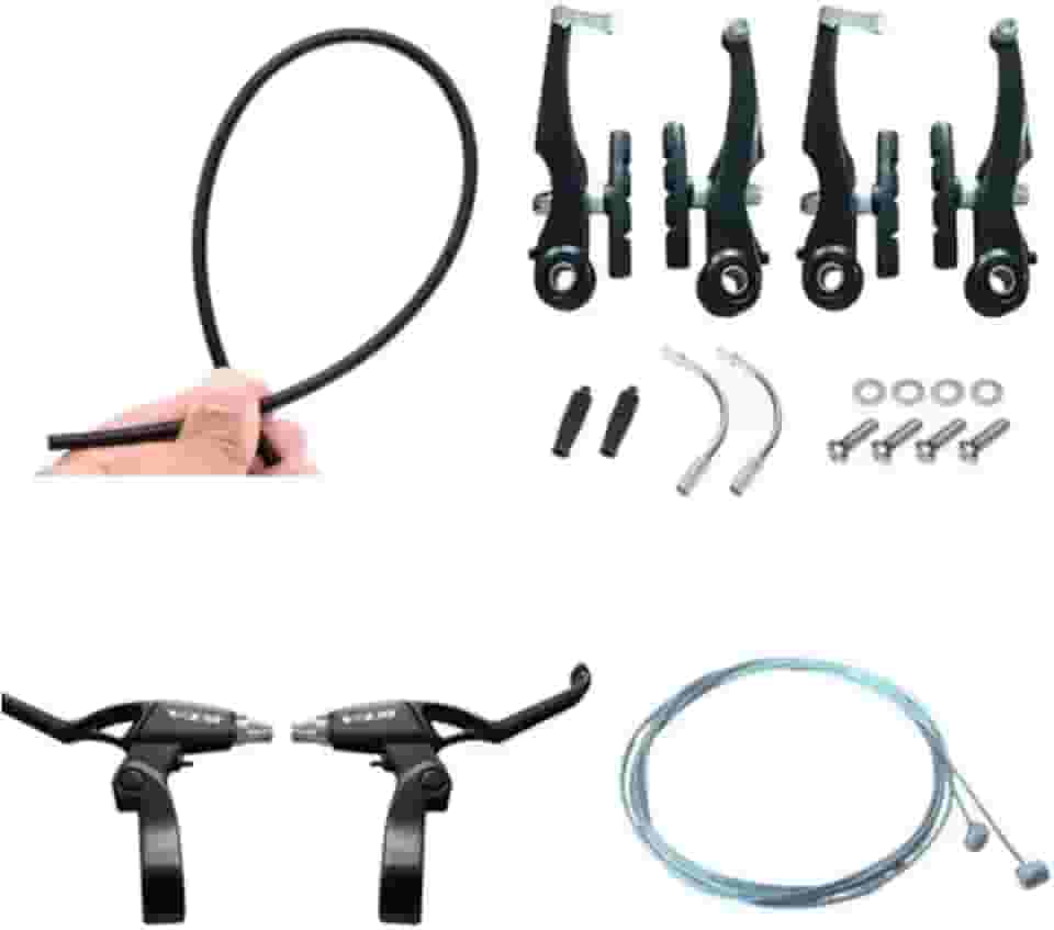Jogo Freio Bike Completo V Brake Manete Cabo Conduite