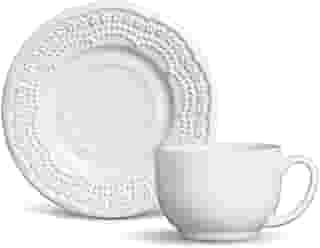 Porto Brasil Conjunto com 6 Xícaras de Chá com 6 Pires Madeleine Branco 161ml