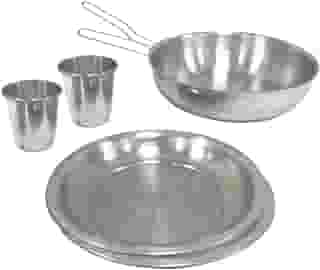 Nautika, Kit de Cozinha De Camping Gourmet Com 6 Peças, 2 copos, 2 pratos, 1 frigideira e 1 pegador universal removível, Compacto Em Alumínio