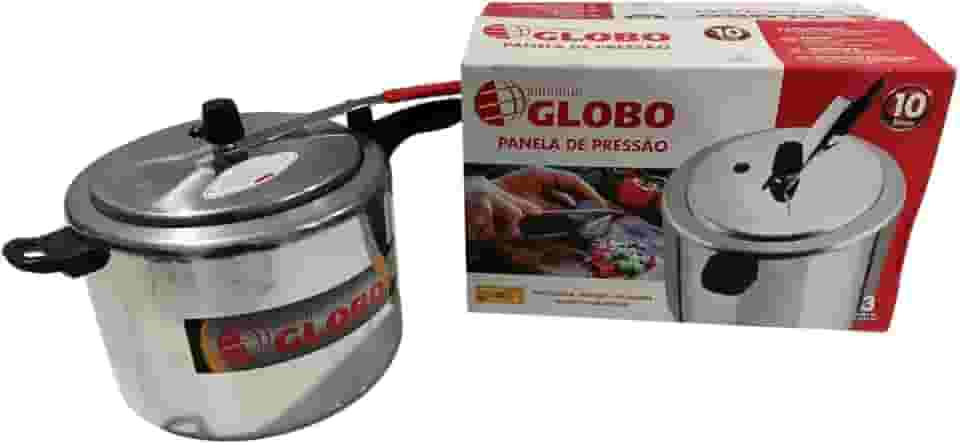 Panela de Pressão em Alumínio Polido, 10 Litros, Sistema de Segurança, 45 x 25 cm