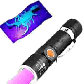 Lanterna LED UV Luz Negra Ultravioleta Recarregável Potente Caça Escorpião Inseto Aranha Urina Gato Pets Manchas Animais