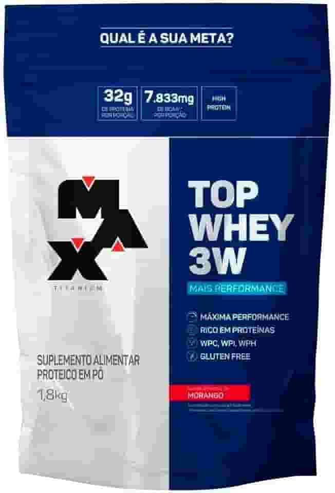 Max Titanium Top Whey 3W - 1800G Refil Morango -