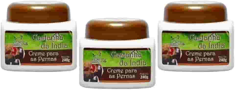 Creme para Pernas Castanha da Índia, Tratamento para Varizes e Má Circulação, Kit com 3 Unidades, 240g Cada