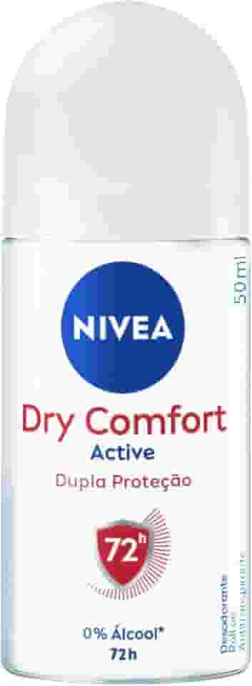NIVEA Desodorante Antitranspirante Roll On Dry Comfort 50ml - Proteção prolongada de 72h, dupla proteção com ativos antitranspirantes, sensação de axilas secas e frescas