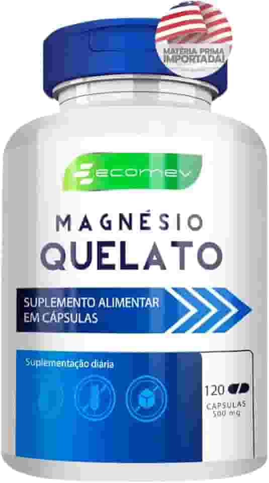 Magnesio Quelato 500mg 100% Puro Maxima Absorção 120 Cáps Ecomev 2 Meses