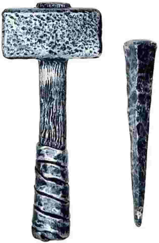 Kit Martelo e Estaca de Caça Vampiro para Fantasia e Decoração Halloween