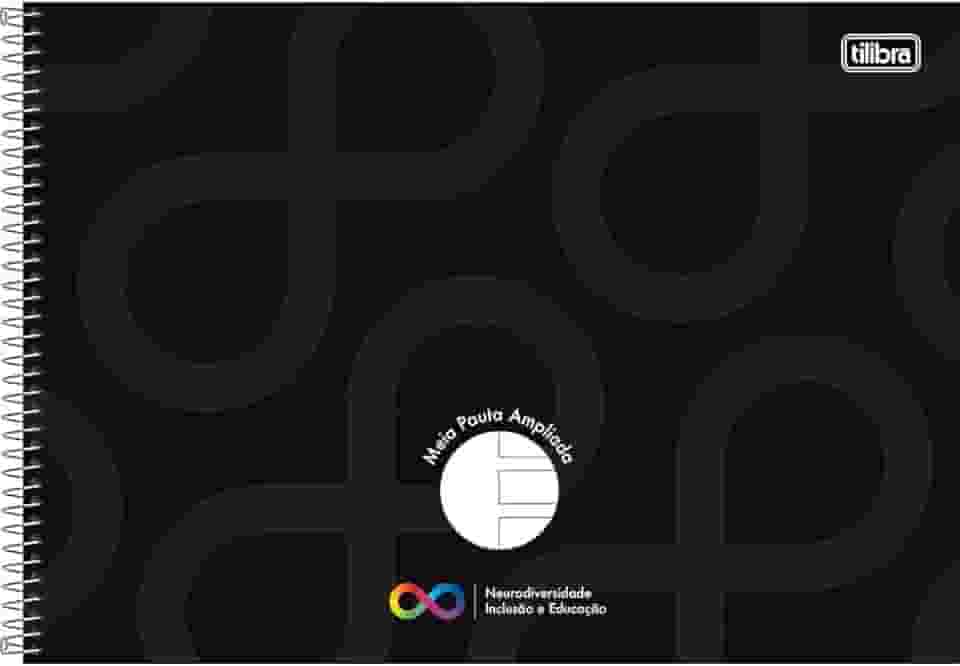 Tilibra - Caderno Espiral Capa Dura Meia Pauta Ampliada Tilibra Neuro 40 Folhas - Capa Preto