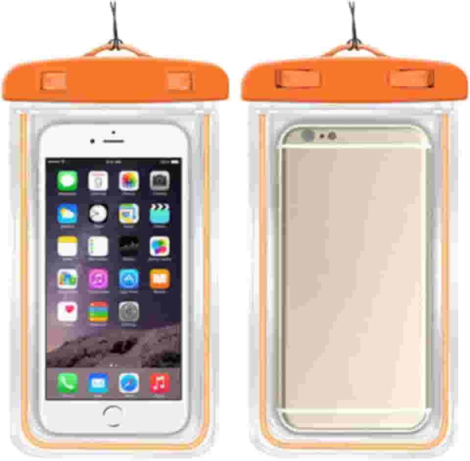 Capa Case Kit 2 Unidades A Prova D'água Impermeável para Celular Smartphone Capinha com Alça Universal Proteção 360º Completa Sensível ao Toque (Laranja)