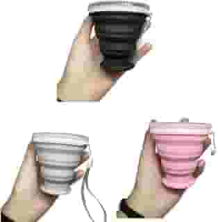 Copo Retrátil de Silicone, 200ml, Dobrável com Tampa, Alça Portátil, Reutilizável para Viagens, Trabalho e Atividades ao Ar Livre - Marca Top Mercatto
