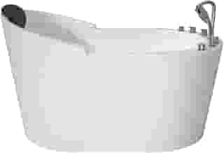 Higeine Banheiras de hidromassagem independentes modernas premium de 129,5 cm com almofada de banheira preta, banheira de acrílico de imersão com torneira