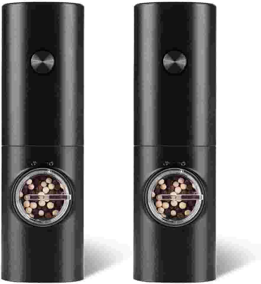 Kit 2 Moedores Elétricos de Sal e Pimenta com Luz LED, Design Premium, Automático, Moagem Ajustável para Cozinha e Churrasco