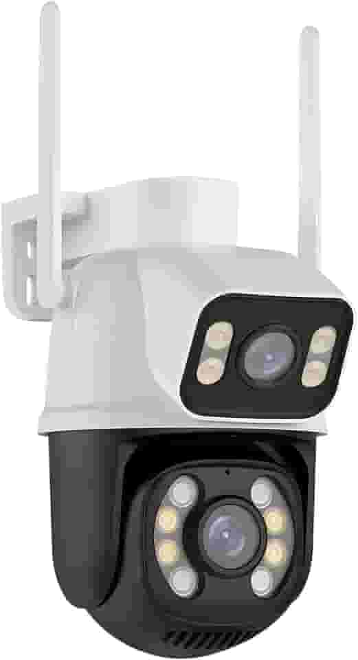 Câmera IP Sem Fio de Segurança Externa HD 3MP, Câmera de Visão Noturna WiFi, Dupla Lente Grande Angular, IP66 à Prova D'água e à Prova de Poeira, Chamada de Voz Bidirecional, Qualidade Premium