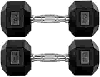 Par Halteres 8kg + 8kg Dumbbell Sextavado Emborrachado Pegada Cromada Gallant (gdb08f3b-pt)