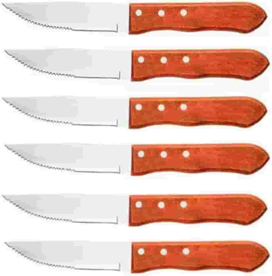 Facas tipo Outback Conjunto Para Churrasco 6 Peças Jumbo Wooden 5 Cabo de Madeira