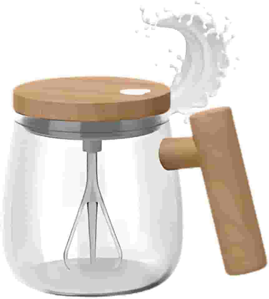 Caneca Misturadora Automática de Vidro 400ml USB Recarregável Com Tampa para Café e Chá