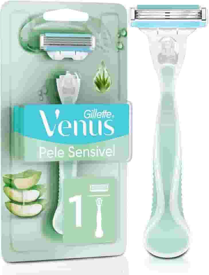 Gillette Venus Pele Sensível Aparelho de Depilar Recarregável com Aloe Vera, 1 Unidade