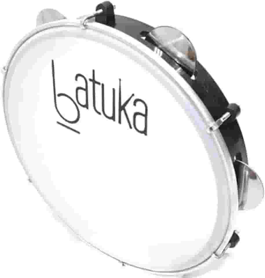 Pandeiro 10" Abs Preto Plat Inox Pele Pele Leitosa Batuka- Luen