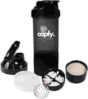 Coqueteleira Whey Academia 500ml com Mola Divisórias Shakeira Compartimento com Porta Comprimido Suplemento Shaker Misturador