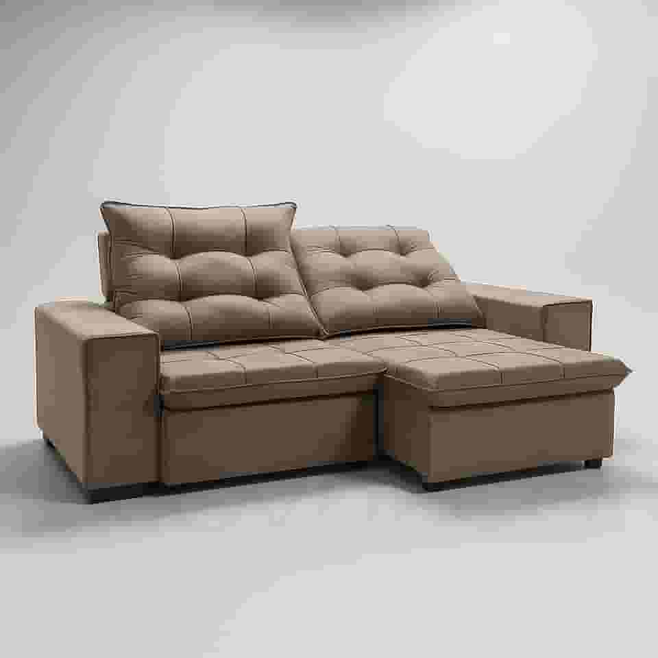 Sofá Conforto Plus, Prático e Versátil 2 Lugares Reclinável e Retrátil Aurora Veludo LIMOV Perfeito para Salas Pequenas (Capuccino)
