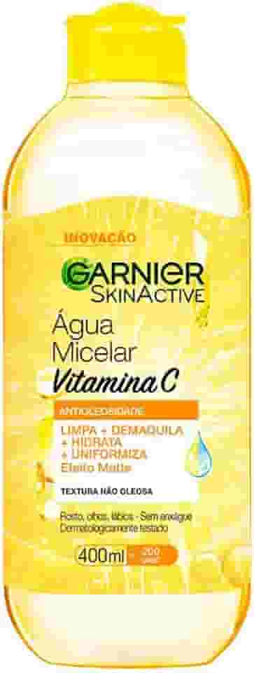 Garnier SkinActive, Água Micelar Antioleosidade com Vitamina C, Remove a Maquiagem e Ilumina a Pele com Ação Hidratante, Tonificante e Fórmula Oil Free, 400ml