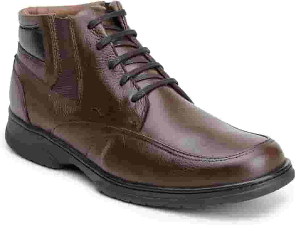Bota Coturno Masculina Capiau Couro Legítimo Anatomic Comfort Gel | Sola Flexível Costurada, Ideal para Trabalho e Dia a Dia