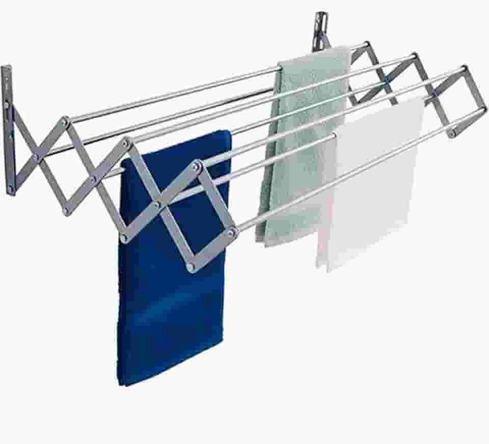 Varal de Parede Sanfonado Retrátil Seca Roupas 100% Alumínio Ideal Para Apartamentos Não Enferruja (1 Metro)