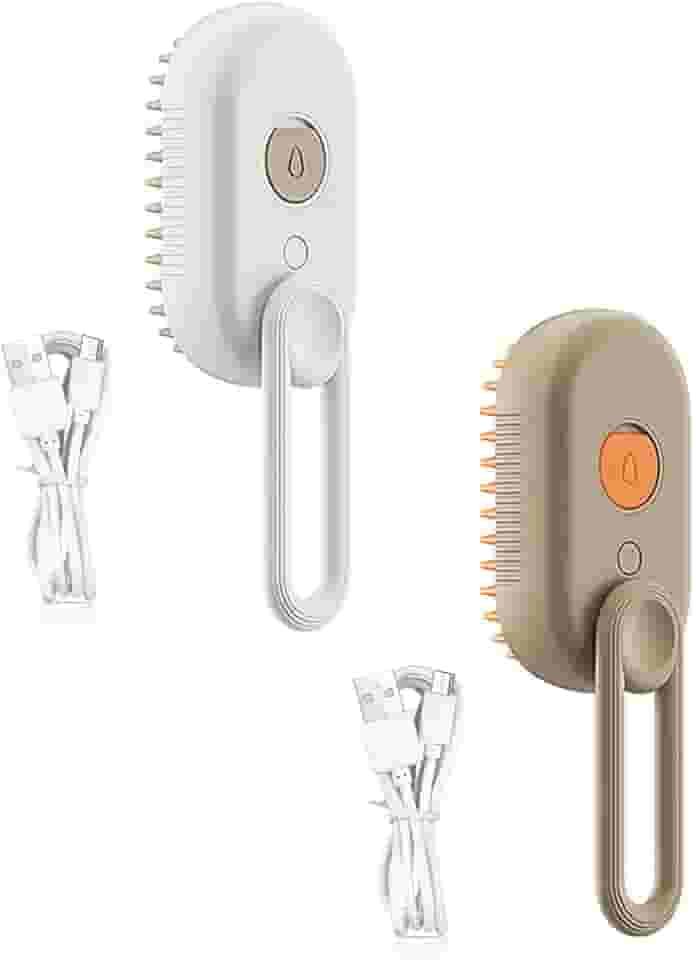 Escova para gatos 3 em 1 – Escova fumegante para animais de estimação para cães e gatos, escova vaporizada com alça dobrável, escova a vapor para gatos para remover pelos emaranhados e soltos, escova