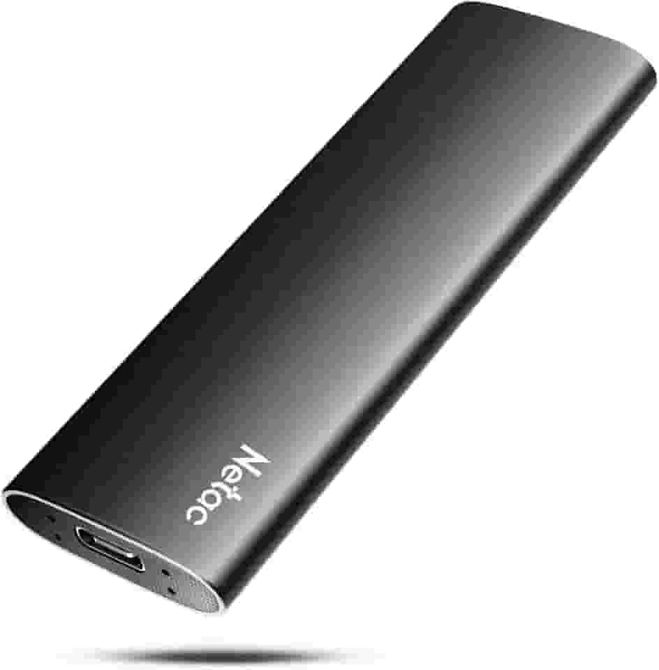 Netac SSD portátil de 500 GB, USB 3.2 geração 2 (10 Gbps, tipo-C), unidade de estado sólido externa de backup portátil fina para armazenamento de arquivos/viagem de negócios essencial, leitura e