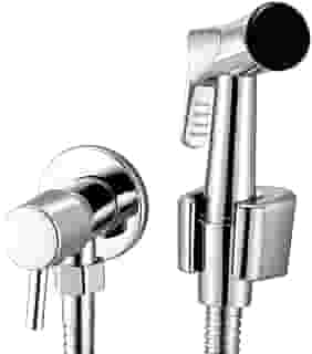 Ducha Higiênica com Jato Forte 100% Metal Cromado, Sistema 1/4 de Volta e Registro, Acompanha Kit de Instalação