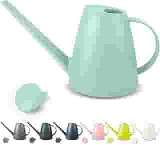 Qilebi Bico longo pequeno regador para plantas de interior e exterior, planta de casa, flor de jardim, 1,8 L 1/2 galão (verde)