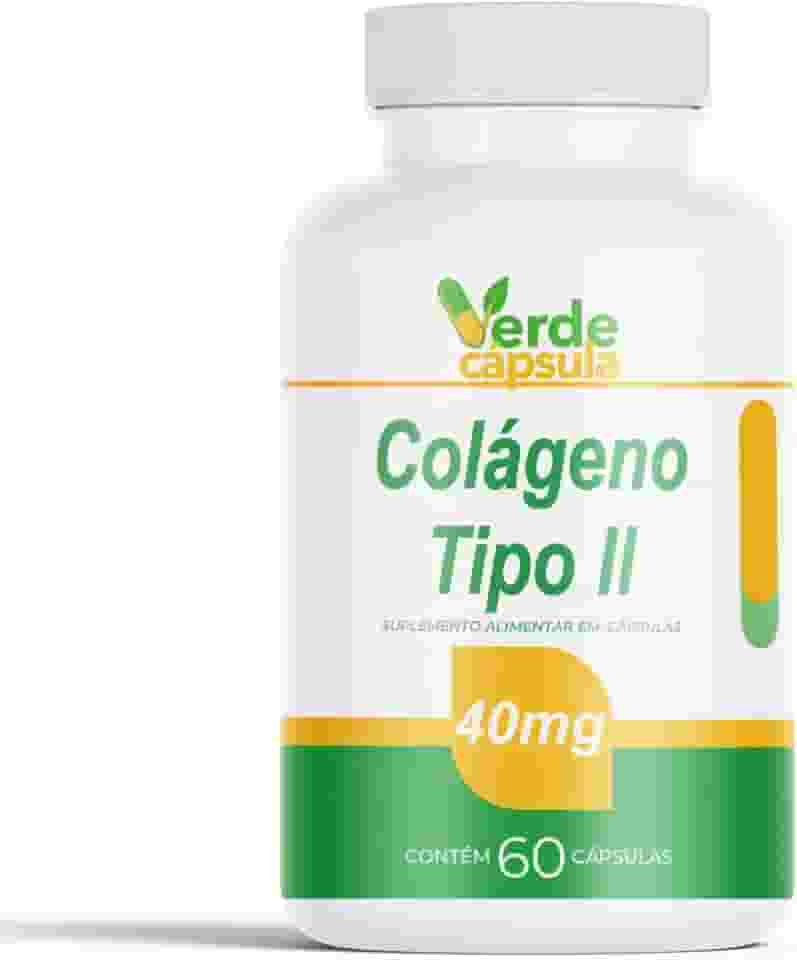 Colágeno Tipo 2 40mg 60 Cápsulas - Colágeno Não Desnaturado (Não Hidrolisado) - Suplemento Alimentar em Cápsulas - Verde Cápsula