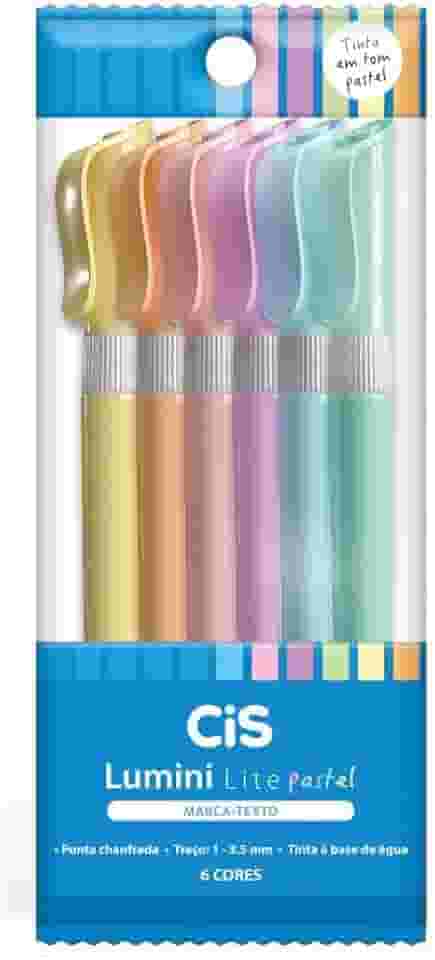 Marca-texto CIS Lumini Lite Pastel, Estojo com 6 cores