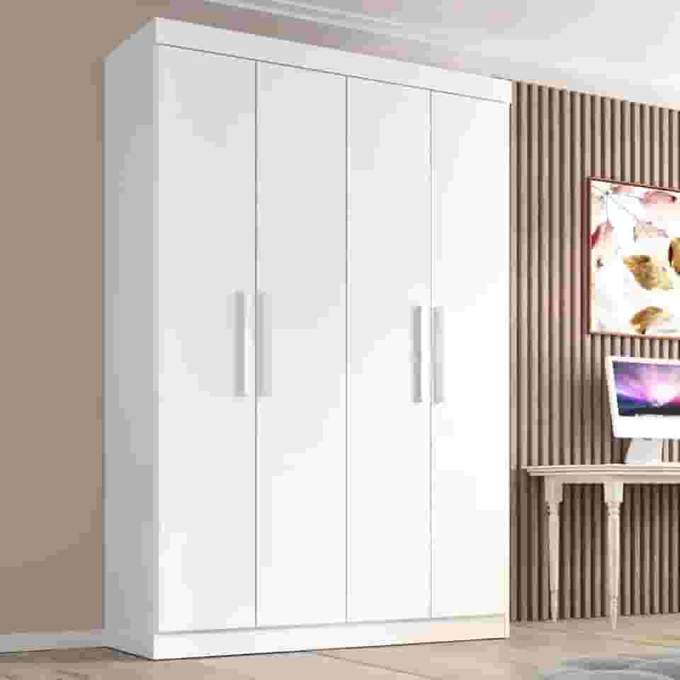 Guarda Roupa Solteiro Lisboa 4 Portas 2 Gav Branco