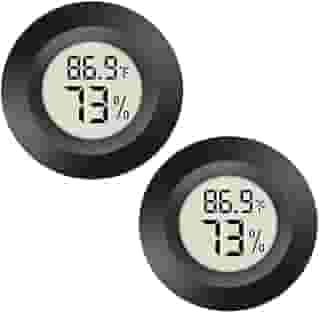 Pacote com 2 mini termômetro digital higrômetro, medidor de umidade de temperatura interna e externa para incubadoras de estufa, jarros de terrário de répteis, Fahrenheit ou Celsius (℃) (2)