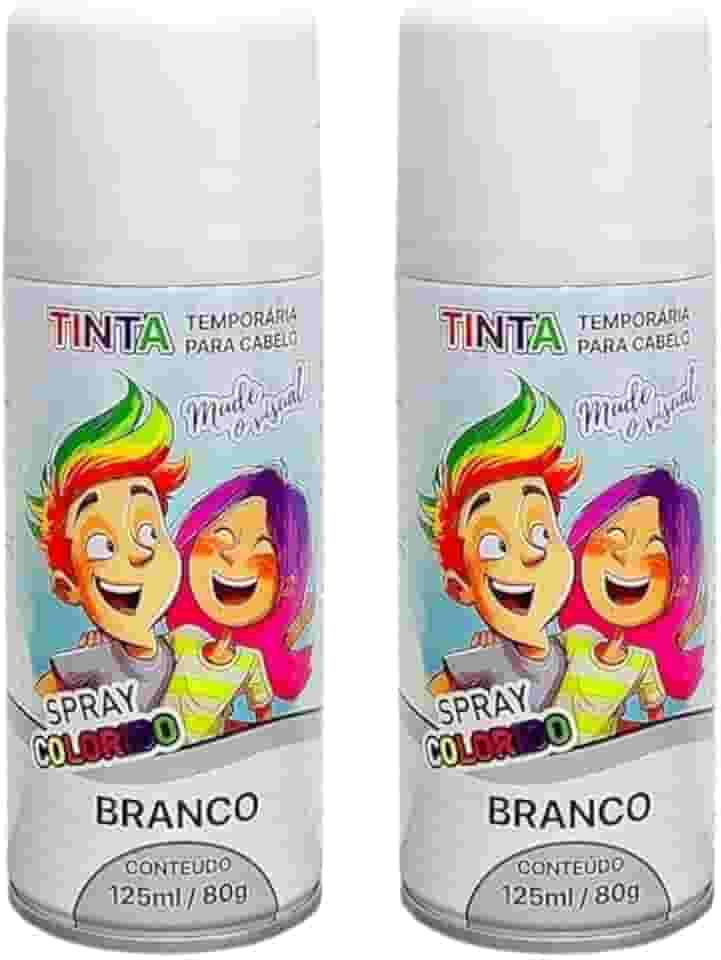 2 Tintas Spray Cabelo Maluco Lavável Carnaval Branca