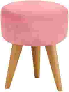 Puff Redondo Banqueta Estofada Decorativa Pé Palito (Rose)