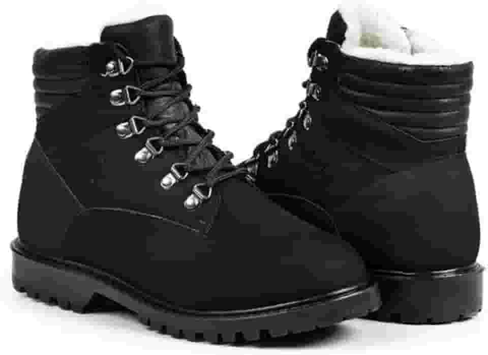 Bota Masculina de Inverno em Couro Forrada com Lã Imperméavel - Bremen