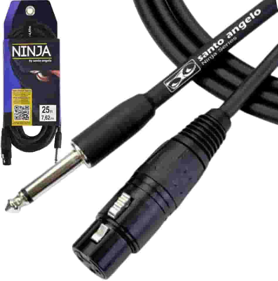 CABO DE MICROFONE NINJA HG 0,20 MM CONECTOR P10/XLR FEMEA 25FT 7,62 METROS PRETO - SANTO ANGELO