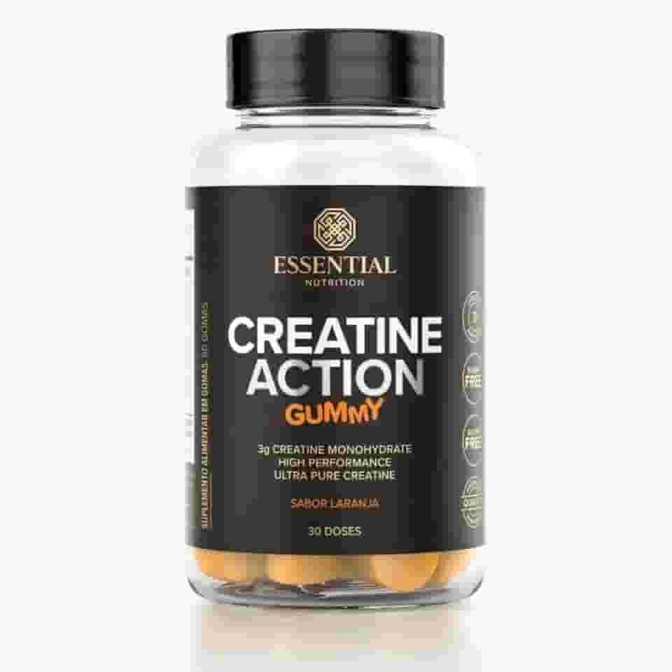 Creatine Action Gummy Laranja Essential Nutrition 60 Gomas