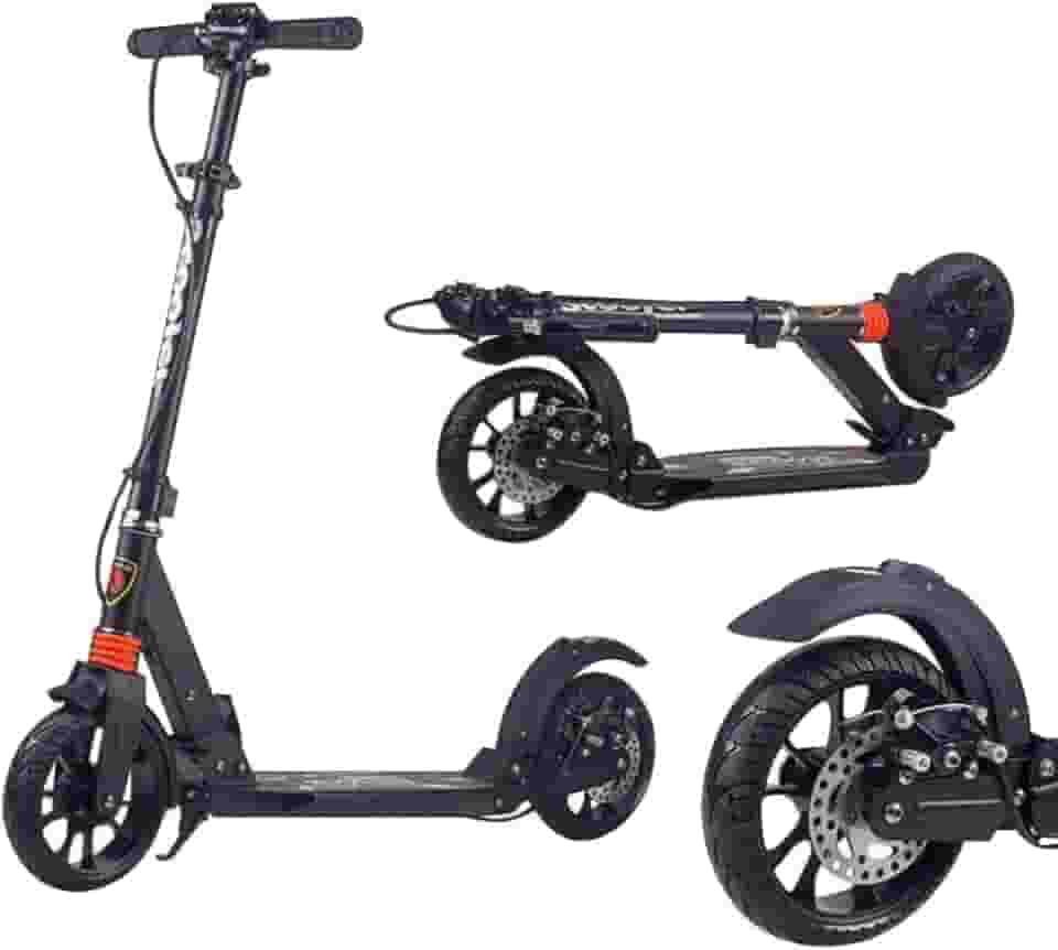 Ultra Wide Big Wheels Adulto Kick Scooter Dobrável & Ajustável Em Altura Capacidade De 330lbs Scooter Para Adolescentes Freio De Mão A Disco
