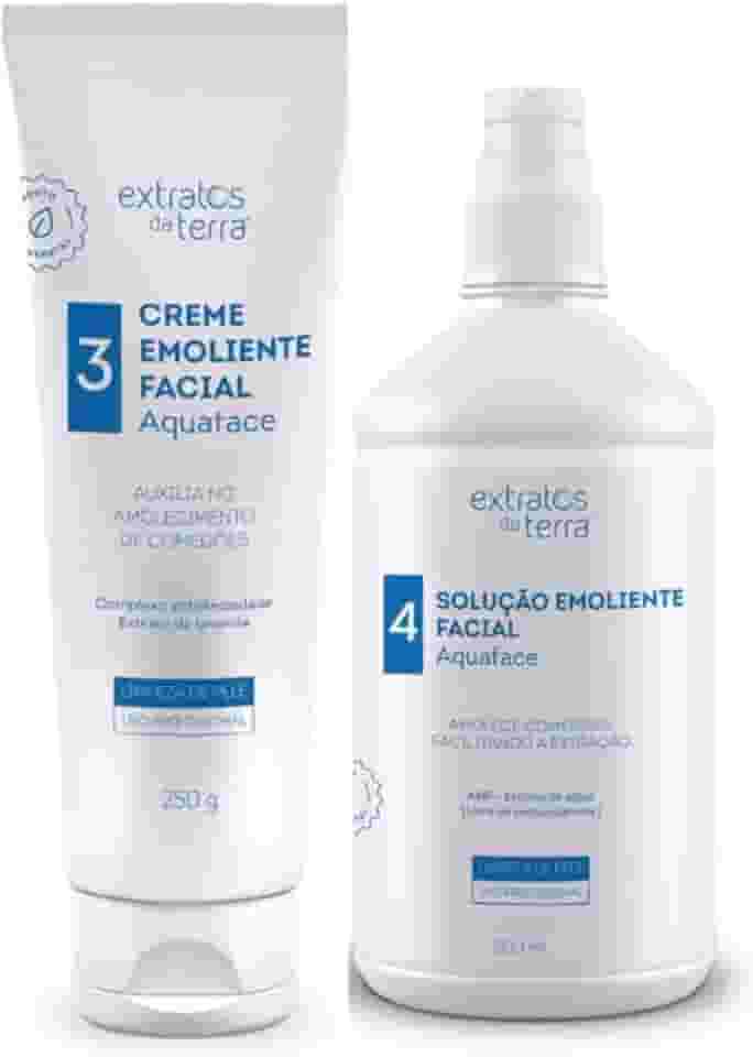 Kit Emoliente Aquaface Extratos da Terra - Creme e Solução Emoliente para Limpeza de Pele Profunda - Uso Profissional
