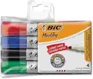 Pincel Marcador de Quadro Branco BIC Marking, Recarregável, 4 Cores Clássicas, Ponta Redonda, 891683