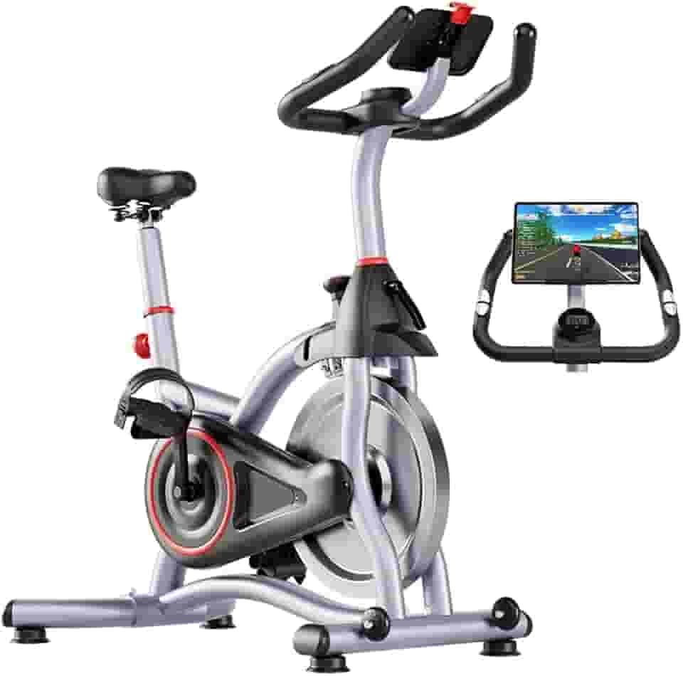 Bicicleta Ergométrica - Spinning, Silenciosa, Com Relógio Eletrônico, Suporte para Tablet, Suporta até 200cm e 150kg, Ajustável para Casa ou Academia, Sistema de Resistência de Feltro de Lã